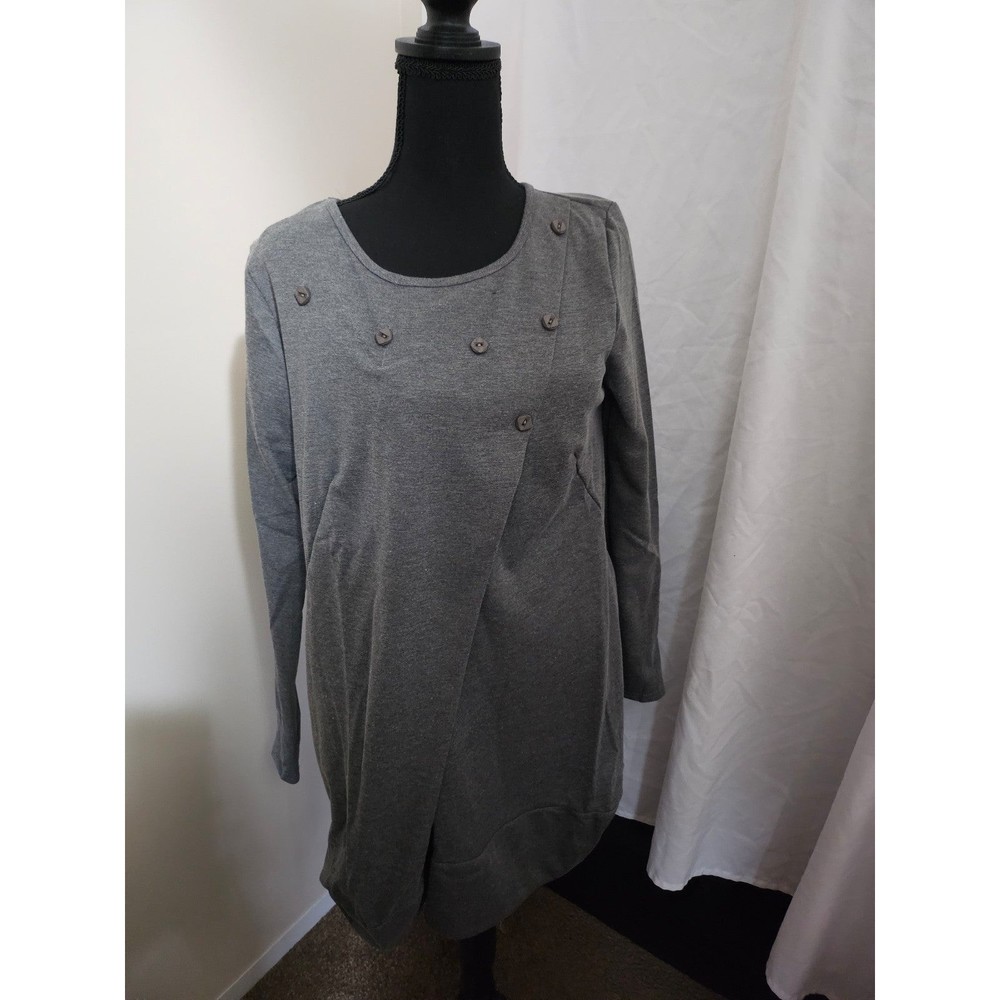 Woman's Grey  Shirt with pockets Size L Unbranded #35
